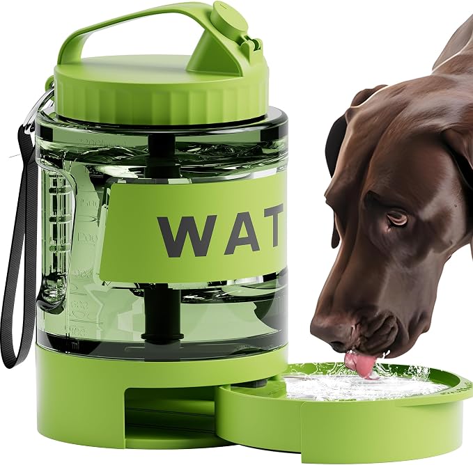 77oz Dog Water Dispenser, 2.2L Large Portable Dog Water Bottle with Pull-Out Drinking Bowl, BPA Free Leak-Proof Pet Travel Water Container for Camping, Hiking, Beach, Car Travel Essentials