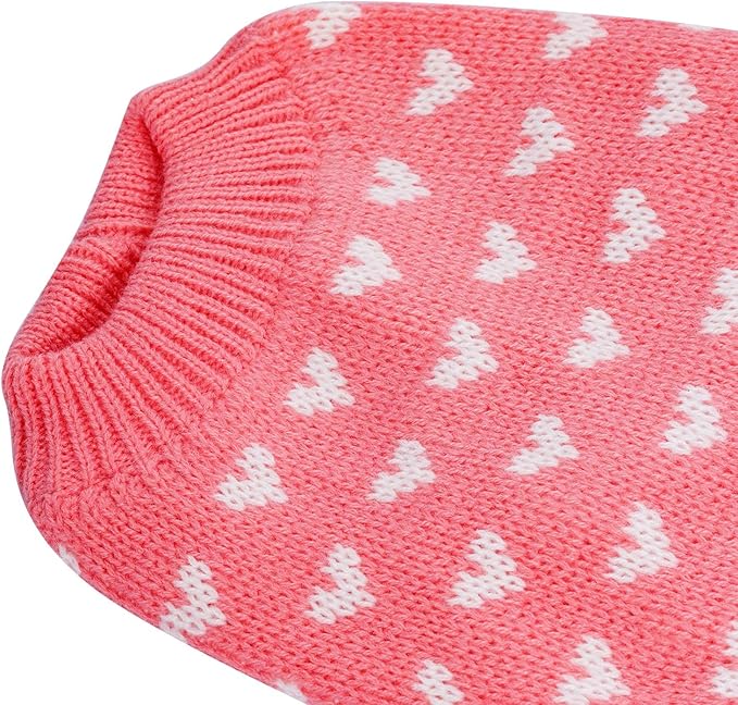 Dxhycc Dog Knitted Sweater Dog Heart Sweater Puppy Sweater Warm Soft Pet Holiday Clothes for Medium Cats and Dogs (Pink, M)