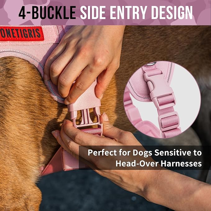 OneTigris No Pull Tactical Dog Harness for Medium Large Dogs | Reflective K9 Working Easy Control Vest – Adjustable Dog Harness with Hook & Loop Panels for Walking, Hiking & Training