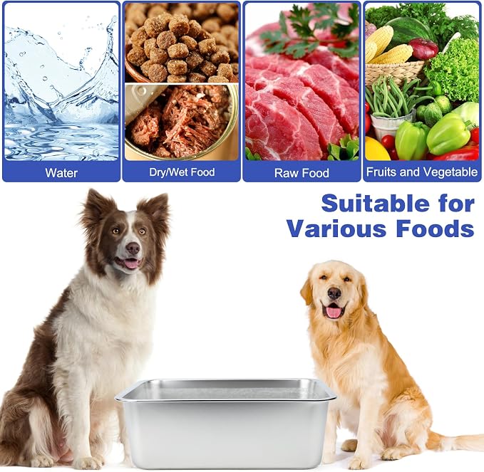 5 Gallon Large Dog Water Bowl, Stainless Steel Bowl, Giant Dogs | 5 Gallon Capacity, 17.7 x 13.8 x 6 in Size, Wide Rectangular Opening, Food or Water Use, Indoor Outdoor Use, Easy to Clean