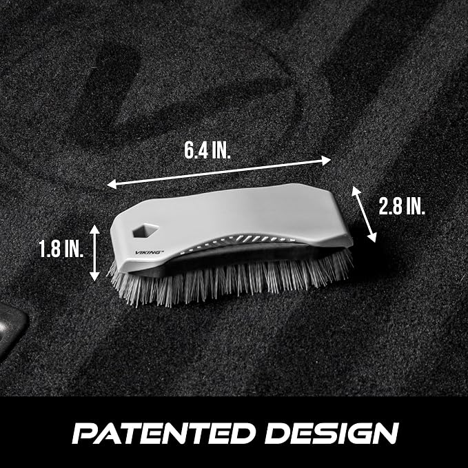VIKING Carpet Cleaning and Scrub Brush for Floor Mats, Cleaning Brush for Car Interior and Home, Grey, 6.4 x 2.8 x 1.8 Inch