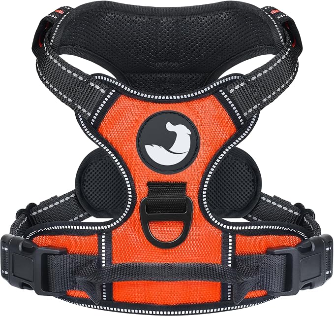 Joytale No Pull Dog Harness for Extra Large Dogs, Front Clip, Orange | Grab Handle for Instant Control, Padded & Adjustable Vest, Sturdy Metal D-Rings, for Safe Training & Daily Walking