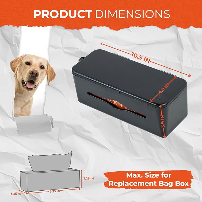 PEXTER Large Roll Poop Bag Dispenser - Dog Poop Bag Dispenser Wall Mount - Dog Waste Station for Outdoor or Indoor Use - Pet Waste Station - Includes 315 Dog Waste Bags (Black)