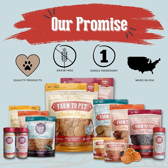 Farm To Pet - Puppy Packs 'N Snacks Dog Treat Starter Pack - Fish 4oz + 1 Chicken & 1 Beef & 1 Turkey Snack Pack - Single Ingredient Training Treats, All Natural, Lean for Small, Medium, Large Breeds