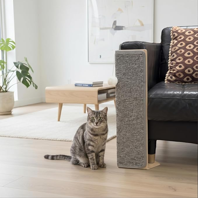 PETKARAY Carpet Cat Scratching Post for Couch Corner, Furniture Protector | Under-Furniture Carpet Scratcher, Cat Scratch Pad, Scratching Board & Mat for Indoor Cats with Toy Ball