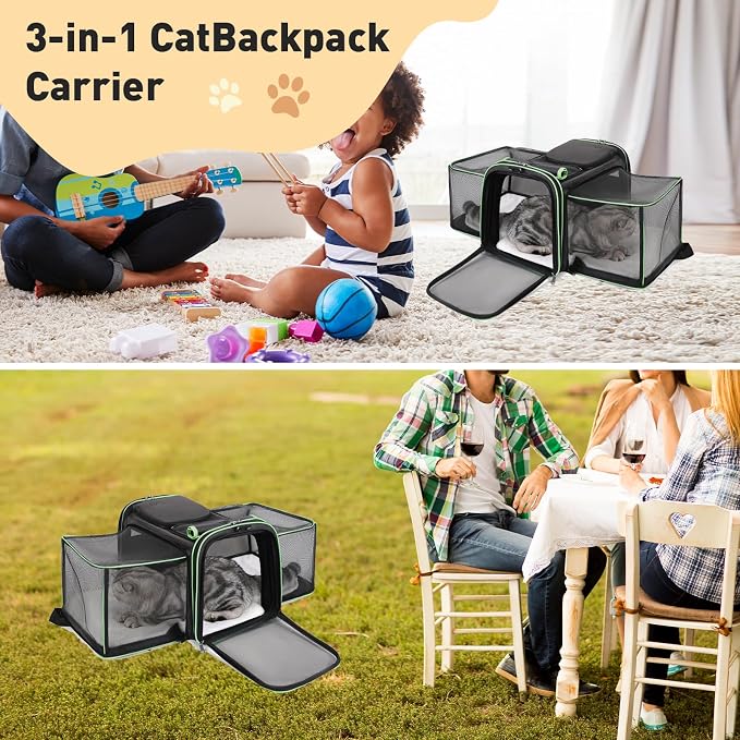 Expandable Airline Approved Pet Carrier - Collapsible Soft Sided Cat & Dog Travel Carrier with Mesh Windows & Adjustable Strap (Tangerine)