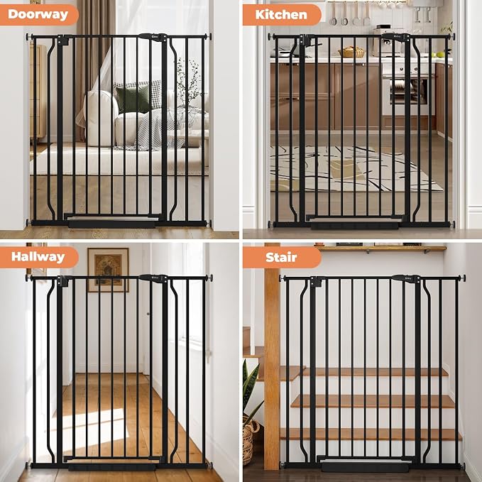 40" Extra Tall Baby Gate No Drilling, Auto Close Dog Gate, Black | Indoor for Doorways & Stairs, Pressure Mounted 29"-40" Wide Pet Gate, Easy Walk Through Gate for Baby & Pet Stroller Friendly