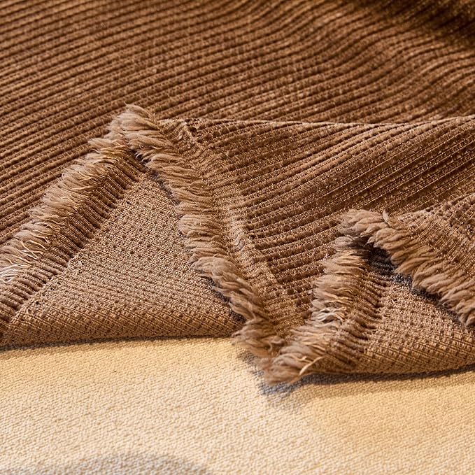 VClife Vintage Pumpkin Striped Couch Cover with Tassel, 71" X 150" | Soft Thick Chenille Couch Covers for 3 Cushion Couch Sofa, Washable Sofa Covers for Sectional Sofa, Fade & Shrink Resistant
