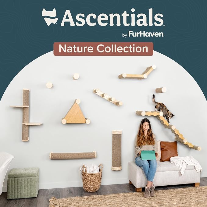 Wall-Mounted Cat Perch & Scratching Post (Modern Cat Wall Furniture) - Milestone | FurHaven Ascentials