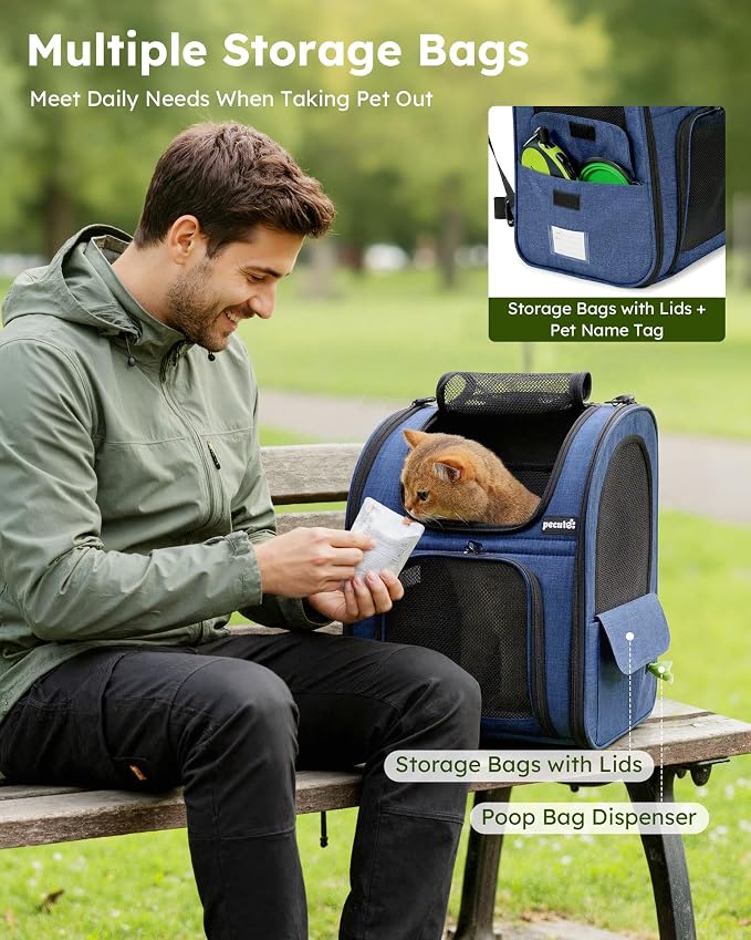 pecute Cat Carrier Backpack Expandable, Cat Backpack with Breathable Window