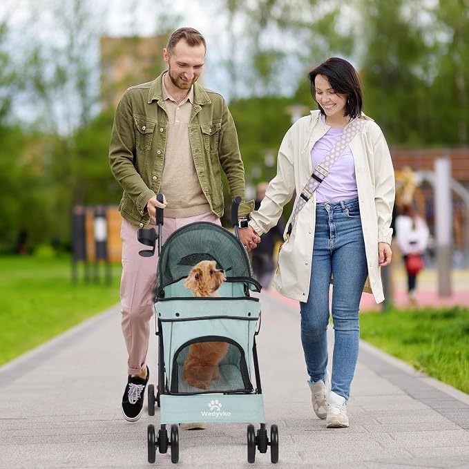3 in 1 Pet Stroller for Small Dogs and Cats, Foldable Pet Stroller with Cats and Dogs Jogger Travel Strollers, 4 Wheels, Breathable Mesh, Large Capacity, Easy to Carry (Tealblue B)