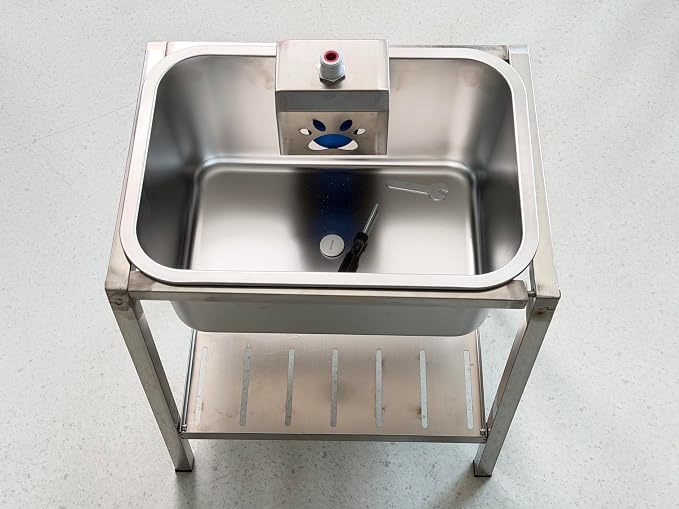 Automatic Dog Water Bowl Dispenser 3.5Gal Auto-Fill Pet Waterer | 6.5ft Hose, Stainless Steel Elevated Stand & Bowl with 3/4" Brass Adapter, Outdoor Watering Station for Livestock & Farm Use