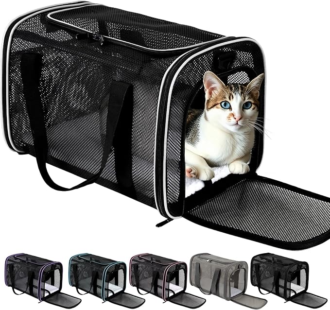 Cat Carrier Dog Carrier Pet Carriers Soft-Sided Cats Bag Animal Carriers Puppy Carrying Bag TSA Airline Approved Small Dog Carrier Soft Sided, Collapsible Travel Carriers for Big Cats(Up to 16lbs),