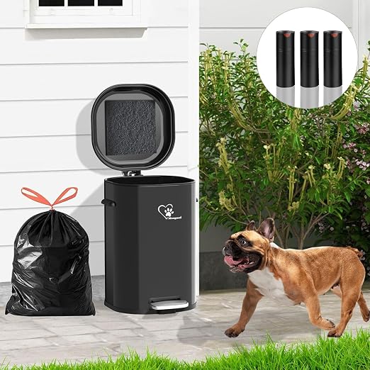 Dog Poop Trash Can, 18L/4.76 Gal Stainless Steel Kitchen Garbage Can, Recycling or Waste Bin, Soft Close, Step-On Pedal, Removable Inner Bucket & Free Waste Bags (Trash Can)