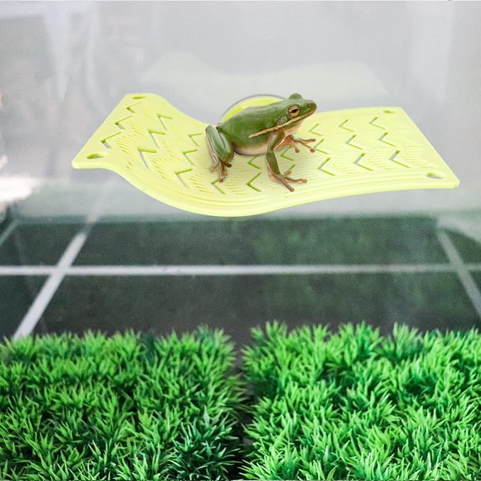 Plastic Frog Hammock with Suction Cup, Frog Habitat Platform, Reptile Decorations for Terrarium, Frog Tank Accessories, Terrarium Decor for Tree Frog, African Dwarf Frog, Frog and Toad