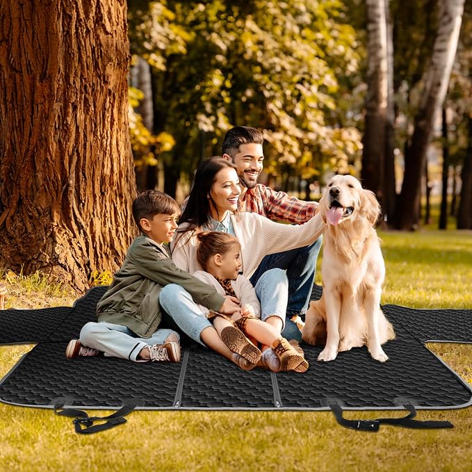 Mancro Waterproof Dog Back Seat Cover with Zipper Flap, Fit for F150/RAM | Visible Mesh Window,Split Seat Design,Great Gift,Storage Pockets,Effortless Cleaning, Designed for full-size trucks, Comfort