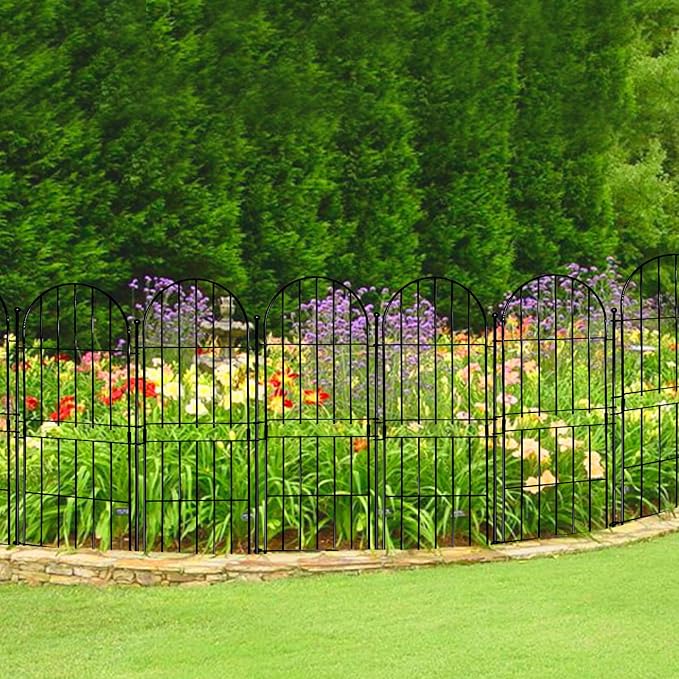 Decorative Garden Fence 31in (H) x10ft (L), 10 Pack No Dig Fence Animal Barrier for Dog, Arched Flower Bed Edging, Wire Border Panel Fencing for Yard Patio Outdoor Decor