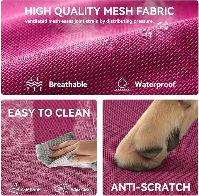 Cooling Elevated Dog Bed for Large Dogs, Outdoor Raised Dog Beds Dogs Cot | Dogs Bed W/Breathable Mesh, Pet Cots W/Removable Waterproof Bolster