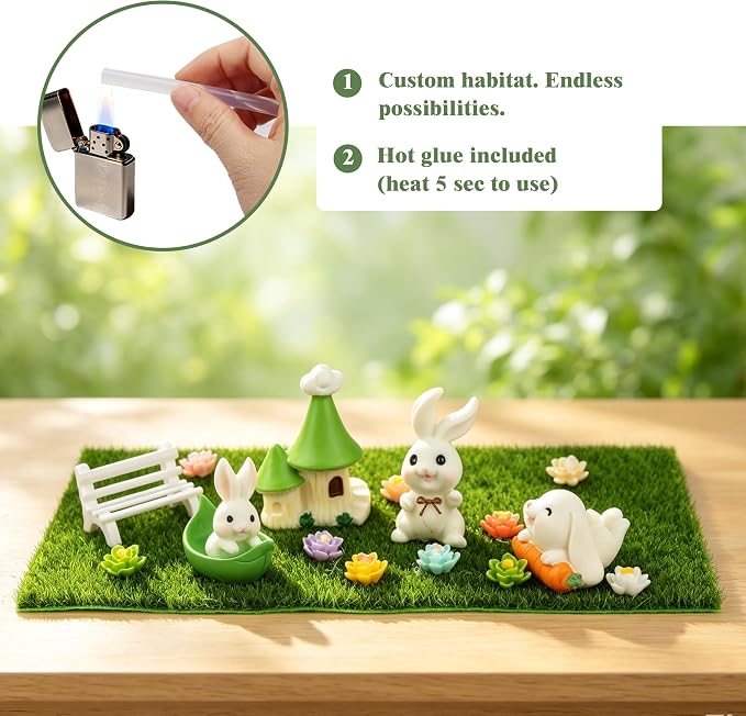 Acrylic Jumping Spider Enclosure Kit 27PCS with Decor | 27-in-1 whimsical set with cloud decor, green house, bunny figurines, ideal for mantis & tarantula