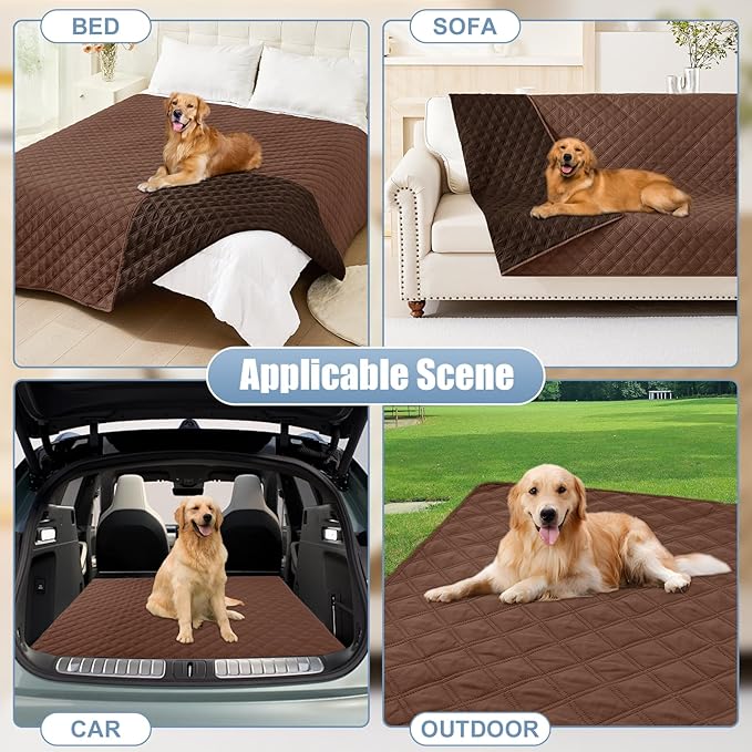 Smiry Waterproof Dog Bed Cover Pet Blanket, Soft Washable Dog Blanket for Furniture Bed Couch Sofa Reversible, Checkered (30"x80", Brown/Chocolate)