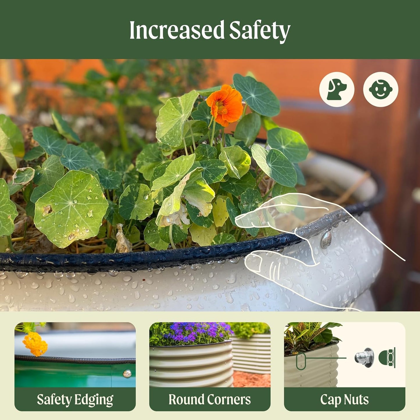 Vego garden Raised Garden Bed Kits, 17" Tall 9 in 1 8ft x 2ft Metal Raised Planter Bed Outdoor for Vegetables Flowers Ground Planter Box, Terra Cotta