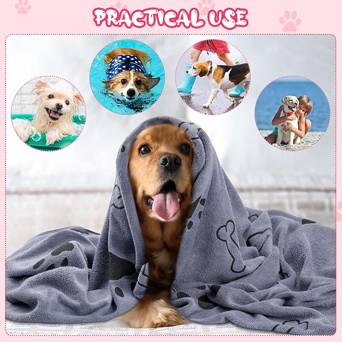 Tatuo 22 Pcs Dog Towels for Drying 20 x 40 Inch Pet Bath Towels Absorbent Microfiber Towel Quick Drying Puppy Bathing Supplies for Small Medium Large Dog Puppy Cat(Colorful,Bone Pattern)