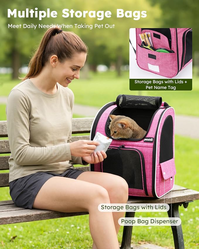 pecute Cat Backpack Extendable, Cat Carrier Backpack with Breathable Window