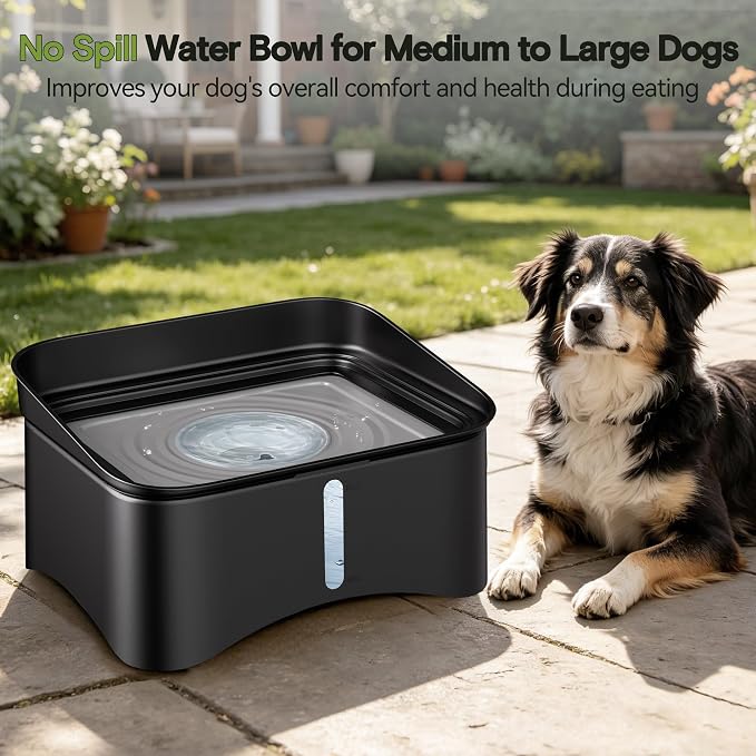 UPSKY 2.9Gal No Spill Dog Water Bowl, 4 Height Adjustable Elevated Bowl with Slow Drinking Feeder for Senior Dogs, Anti-Splash Floating Disk & Filter, Large Capacity for Large Dogs & Multi-Pet Homes