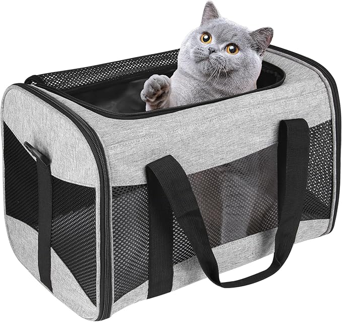 Small Animals Cat Carrying Case Pet Carrier Airline Approved, Protable and Breathable Pet Travel Carrier Removable Fleece Pad Collapsible Cat Carrier Dog Carrier Small Cats Dogs(15 * 10 * 10)