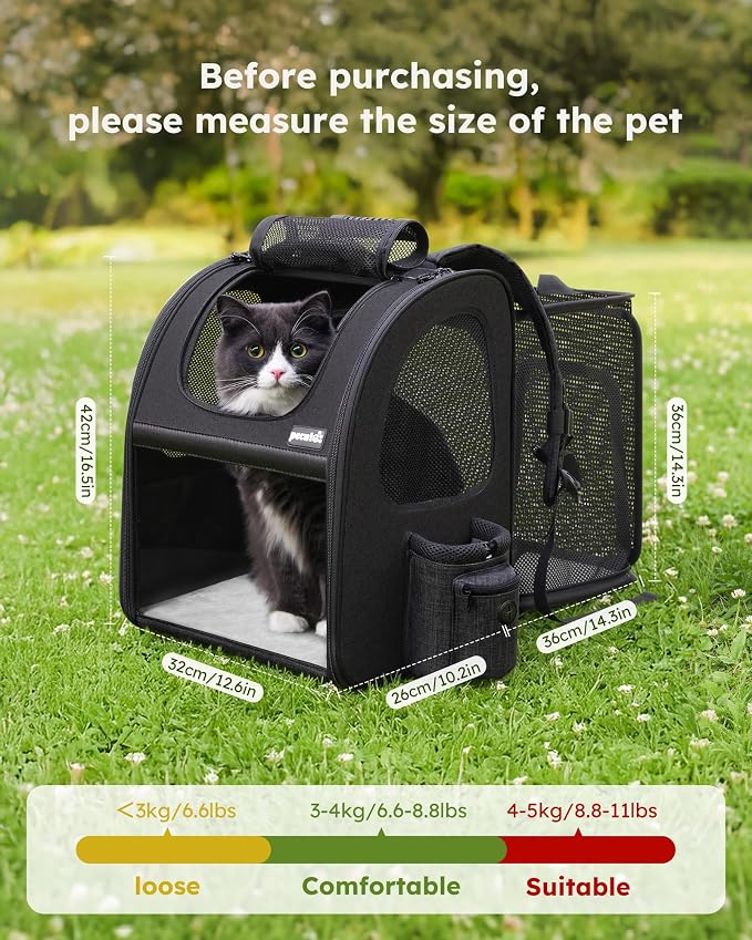 pecute Cat Backpack Expandable, Cat Backpack for Cat with Acrylic Window