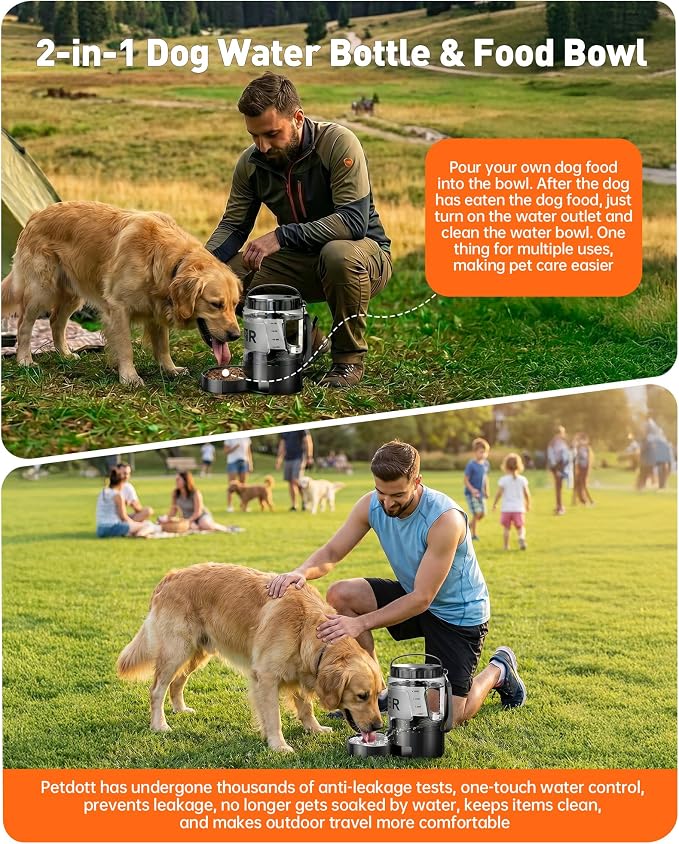 98oz Large Dog Water Bottle with Pull-Out Bowl, Portable Pet Water Dispenser, BPA Free, Leak Proof Travel Water Bottle for Dogs, Ideal for Outdoor Walking, Hiking, Camping & Beach