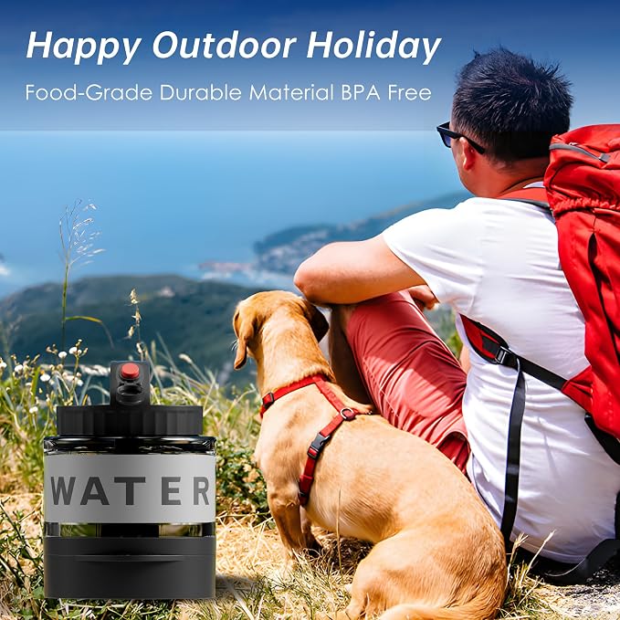 56oz Dog Water Dispenser Portable, 1.6L Leak-Proof Dog Water Bottle with Pull-Out Bowl, BPA Free Pet Travel Water Bottle for Daily Walks, Hiking, Park, Car Travel, Outdoor Beach Accessories