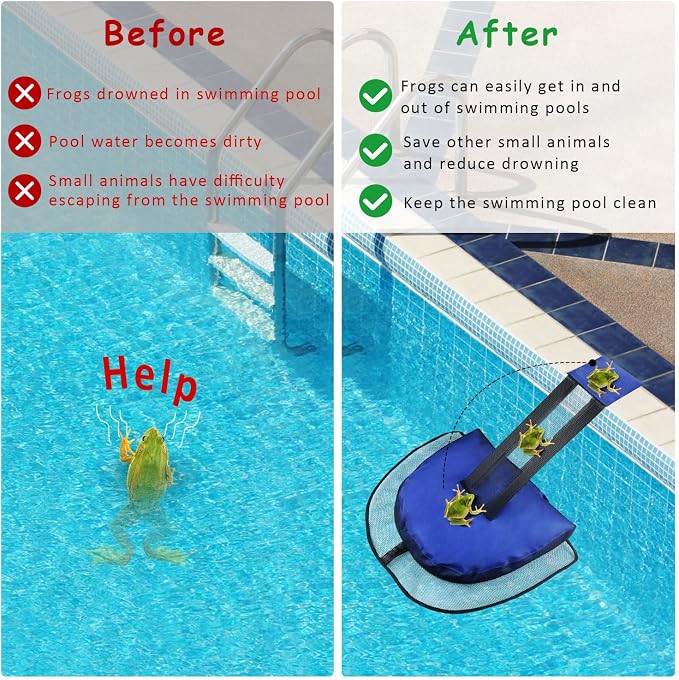 2 Pack Animal Saving Escape Ramp for Pools and Spas, Frog and Animals Saver for The Pool,Floating Ramp Rescues (Blue 2Pack)