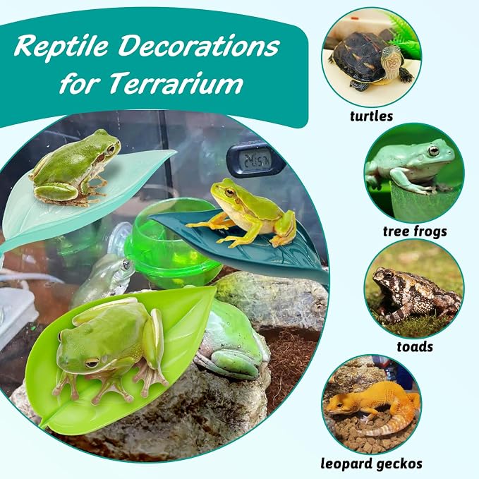 6 Pack Plastic Frog Habitat Platform with Suction Cups Reptile Decorations for Terrarium Dwarf Frogs Tank Accessories Decor Turtle Basking Platforms for Amphibian