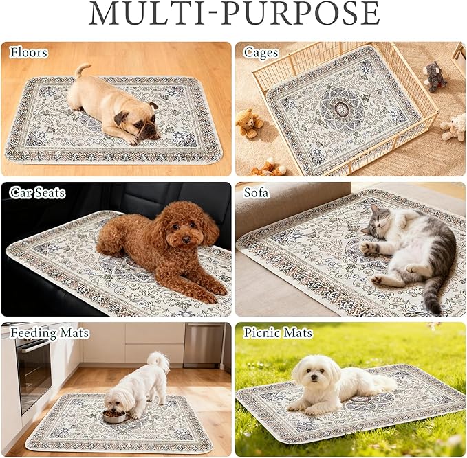 Homimp Washable Pee Pads for Dogs, 2 Pack Reusable Puppy Pads Waterproof, Absorbent and Leakproof Dog Pee Pads, Non Slip Puppy Training Pads, Pet Mat for Floor,Crate,Couch,Whelping,Beige 36"x36"