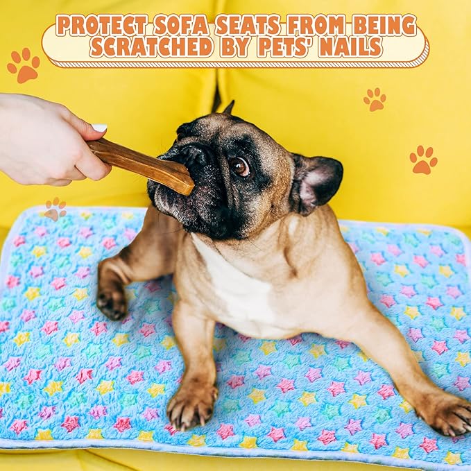 Chumia 18 Pcs Fleece Puppy Blanket Bulk, Soft Warm Pet Blanket with Paw Bone Star Elephant Dot Heart Printed Fluffy Throw Bed Mat for Small Medium Dog Cat Kitten Animals(23 x 16 Inch, Sweet)