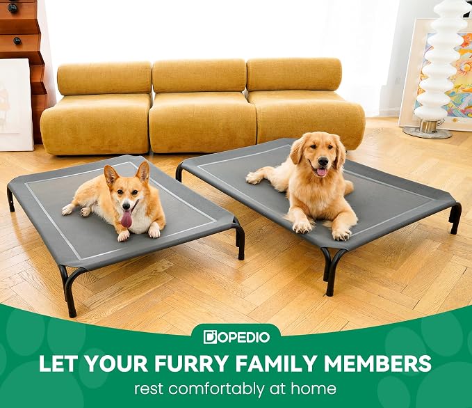 Elevated Dog Bed Outdoor Cooling Raised Cot for XL Dogs, Gray 53.9in | Tool-Free Installation; Washable Cooling Breathable Mesh; Anti-Slip Feet; Indoor & Outdoor Use