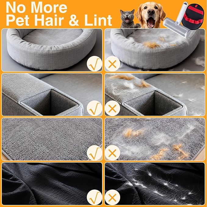 Yoioyms Pet Hair Removal Set, Pet Hair Removal Glove for Dogs & Cats, Roller Pet Hair Remover, 2 in 1 Pet Hair Removal Tool for Clothing, Couch, Furniture&Laundry, Pet Fur Remover