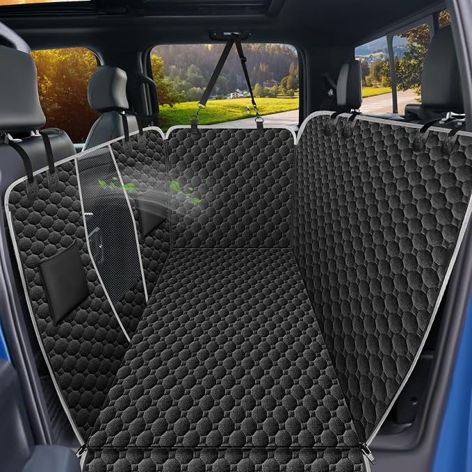 Mancro Waterproof Dog Hammock for Truck, Compatible with F150/RAM, Black | Visible Mesh Window,Great Gift,Storage Pockets,Effortless Cleaning, designed for full-size trucks, water-resistant polyester