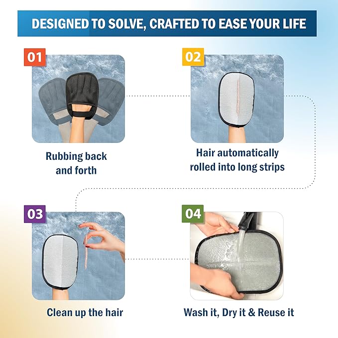 Greenwyn Pet Hair Removal Glove – Upgraded 5 Finger Reusable Electrostatic Grooming Tool for Dogs & Cats, Removes Hair, Lint & Debris from Carpet, Couch, Car Seat & Clothing (1 Piece)