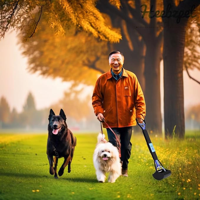 32" Pooper Scooper for Large Small Dogs and Cats, Portable Long Handle Foldable Poop Scoop,Pooper scooper for large dogs with Poop Bags for Grass and Gravel Pet Waste Pick Up