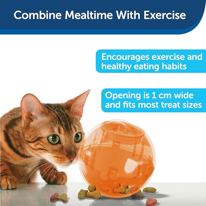 PetSafe Slimcat Feeder Ball Cat Toy, Orange | Interactive Puzzle Game for Your Cat, Adjustable Openings Control Portion & Feed Speed, Slows Fast Eaters, Improve Digestion