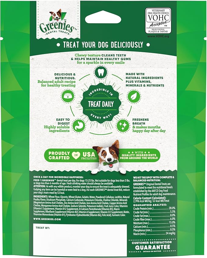 Greenies Veterinarian-Recommended Adult Natural Dental Dog Treats Petite Size, Original Flavor, 6 oz. Pack,10 Count