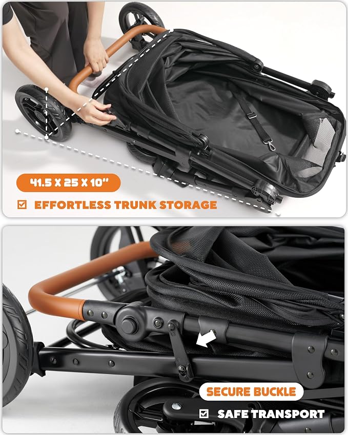 Zoosky Medium Dog Stroller for Large Dogs, pet Stroller for Medium Dogs Up to 66lbs, All-Terrain with Adjustable Handle & Canopy, Sun Shades, Storage Organizer, Waterproof Oxford Fiber