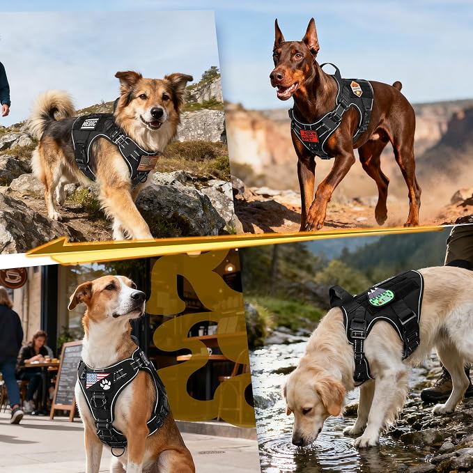 rabbitgoo Tactical Dog Harness for Small, Heavy Duty Military No Pull Vest | Sturdy Metal Buckles, 5 Adjustments, Molle System, Powerful Pullers for Training, Hunting, Outdoor, Black Reflex, Small