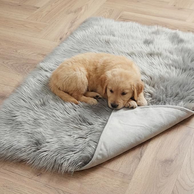 Waterproof Dog Blanket for Small, Medium & Large Dogs – Faux Fur Pet Throw for Couch, Sofa, Bed & Car – Soft, Washable, Stain-Resistant, Durable Cover – Grey – 40" x 30"