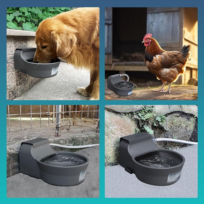 67OZ Automatic Water Dispenser for Dogs Patented Auto-Filling Dog Water Bowl Dispenser Wall-Mount Saving Space Outdoor Automatic Dog Water Feeder Includes Fixed Part Copper Connector 3/4'' Water Hose
