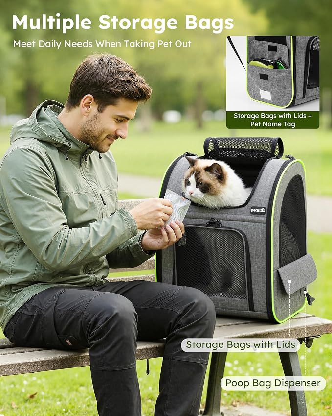 pecute Cat Backpack Expandable, Cat Carrier Backpack Breathable, Large