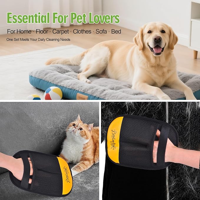 Pet Hair Removal Glove - Reusable Electrostatic Fur Remover for Dogs & Cats | Lint & Hair Remover for Laundry, Clothing, Couch, Carpet, Car Seats