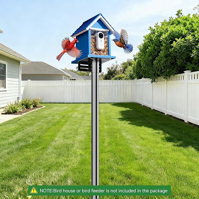 Uoveya Bird House Pole Stand 79", Dia 1 Inch Smart Bird Feeder Pole, Feeding Station for Outdoors Heavy Duty, Compatible Post Mount